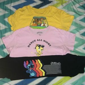 3 pack of character crop tops